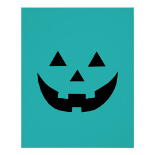 Spooky blauwgroen Jack o lantaarn pompoen plezier Perfect Poster
