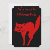 Spooky Bloed Rode Kat Halloween Feest Uitnodiginge Kaart (Voorkant)
