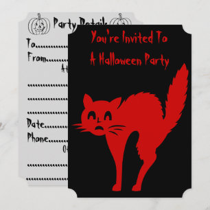 Spooky bloed rode kat leuk Halloween Kaart