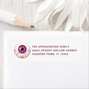 Spooky Bloodshot Eyeball Halloween Return Address Etiket