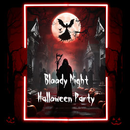 Spooky Bloody Night Adult Halloween Party Kaart