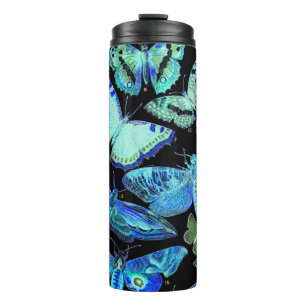 Spooky Blue Black Butterfly Moth Thermal Tumbler Thermosbeker