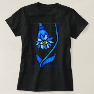 Spooky Blue Eye Flower Monster - Creepy Horror Art T-shirt