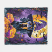 Spooky Bluetick Coonhound Halloween Witch Pumpkin Fleece Deken (Voorkant (Horizontaal))