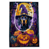 Spooky Bluetick Coonhound Halloween Witch Pumpkin Medium Cadeauzakje (Voorkant)