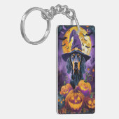 Spooky Bluetick Coonhound Halloween Witch Pumpkin Sleutelhanger (Voorkant Links)