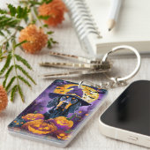Spooky Bluetick Coonhound Halloween Witch Pumpkin Sleutelhanger (Voorkant Rechts)