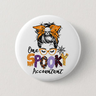 spooky boekhouder rommelige broodje haar schedel H Ronde Button 5,7 Cm