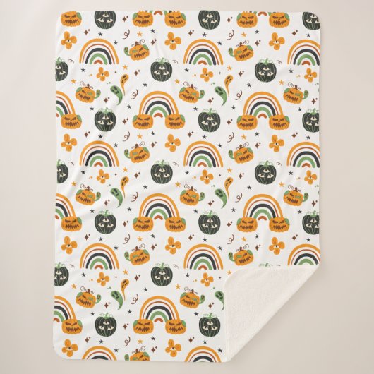 Spooky Boho Halloween patroon Sherpa Deken (Voorkant)