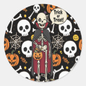 Spooky Bones And Skeletons For Halloween Ronde Sticker (Voorkant)