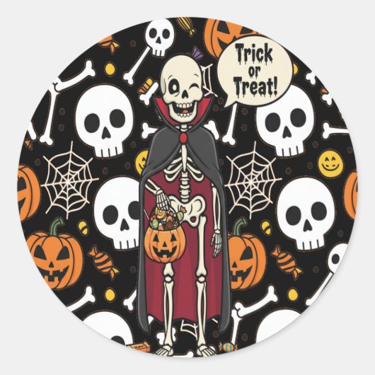 Spooky Bones And Skeletons For Halloween Ronde Sticker (Voorkant)