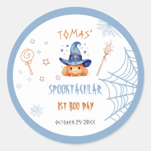 Spooky Boo Day Halloween Jongen Verjaardag Ronde Sticker