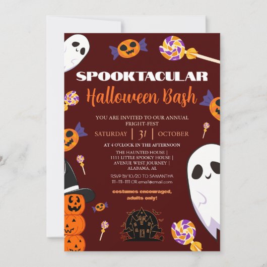 Spooky Boo Haunted house Halloween bash party Kaart (Voorkant)