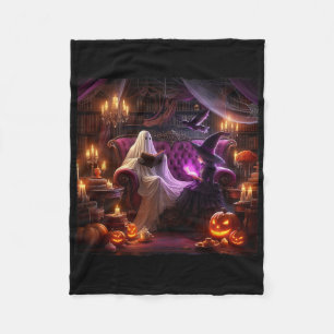 Spooky Bookish Haunted Halloween Bookstore Fleece Deken