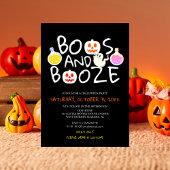Spooky Boos en Booze Black Adult Halloween Party Kaart