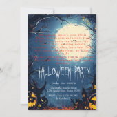 Spooky Bos en Pompoenen Blauw Halloween Kaart (Voorkant)