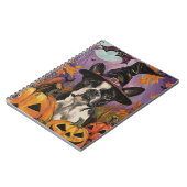 Spooky Boston Terrier Halloween heks en pompoen Notitieboek (Linkerzijde)