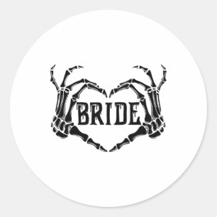 Spooky Bride Skeleton Hands Verloving Wedding Hal Ronde Sticker