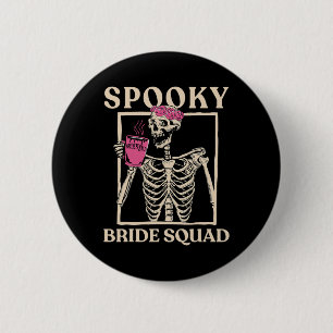 Spooky Bride Squad Skelet Halloween Bachelorette Ronde Button 5,7 Cm