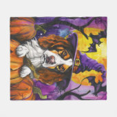 Spooky Brittany Spaniel Halloween Witch Pumpkin Fleece Deken (Voorkant (Horizontaal))