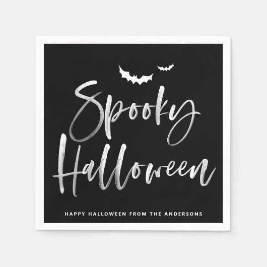 Spooky Brush Lettering Black Halloween Party Servet (Voorkant)