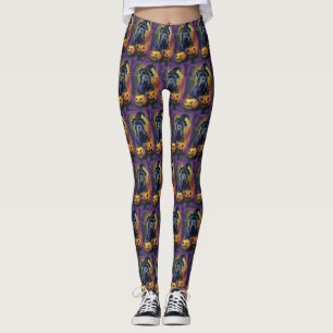 Spooky Bullmastiff Hond Halloween Heks en Pompoen Leggings