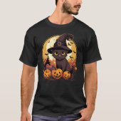 Spooky Burmese Cat Witch Halloween T-shirt (Voorkant)