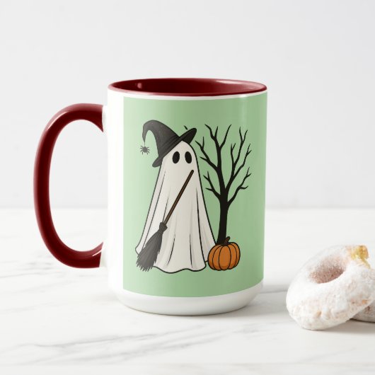 Spooky But Adorable | Cute Ghost Halloween Mug (Avec donut)