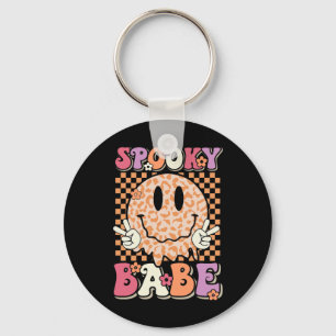 Spooky Bybe Groovy Halloween Leopard Smile Face Ch Sleutelhanger