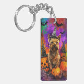 Spooky Cairn Terrier Hond Halloween Heksenpompoen Sleutelhanger (Voorkant Links)