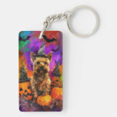 Spooky Cairn Terrier Hond Halloween Heksenpompoen Sleutelhanger (achterkant)