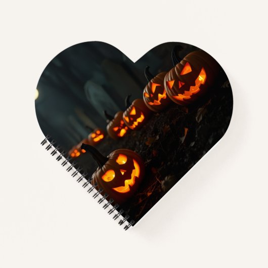 Spooky Candlelit Pumpkin Graveyard Notebook Notitieboek (Voorkant)