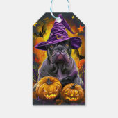 Spooky Cane Corso Hond Halloween Heks en Pompoen Cadeaulabel (Achterkant)