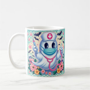 Spooky Cartoon Ghost Nurse: Halloween Art Koffiemok