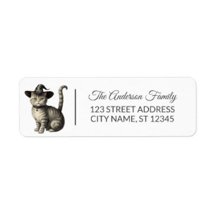 Spooky Cat Draagt Heksen pet Halloween Etiket