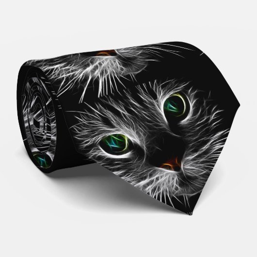 Spooky Cat Feline Soul Spirit Animal Stropdas (Opgerold)