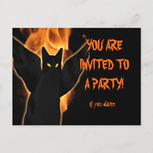 Spooky Cat Halloween Invitation Briefkaart aanpass (Voorkant)