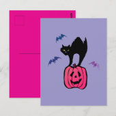 Spooky Cat Halloween Pumpkin Pop Art Briefkaart (Voorkant / Achterkant)
