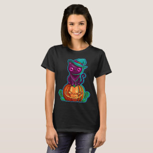 Spooky Cat op een pompoen Halloween Shirts