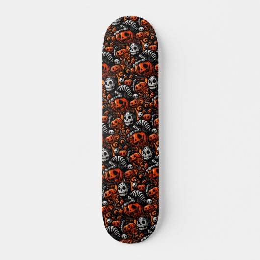 Spooky Cat & Pumpkins Skateboard (Voorkant)