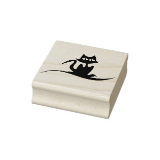 Spooky Cat Rubber Stamp Rubberstempel
