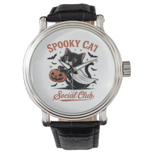 Spooky Cat Social Club PNG - Schattige Kitten Clas Horloge