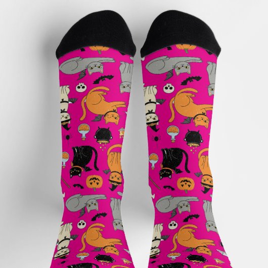 Spooky Cats Halloween-patroon Sokken (Top)