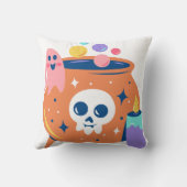 Spooky Cauldron Ghost Candle Halloween Art Design Kussen (Achterkant)