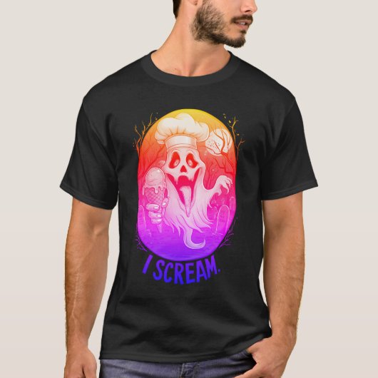 Spooky Chef Ghost Ice Cream Halloween Funny Mannen T-shirt (Voorkant)