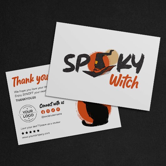 Spooky & Chic Black Cat Halloween bedankkaart