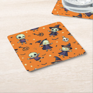 Spooky Chic Halloween kussen - angstaanjagend fees Vierkante Kartonnen Onderzetter