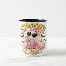 Spooky Chic Roze Geest Halloween Retro Koffiemok