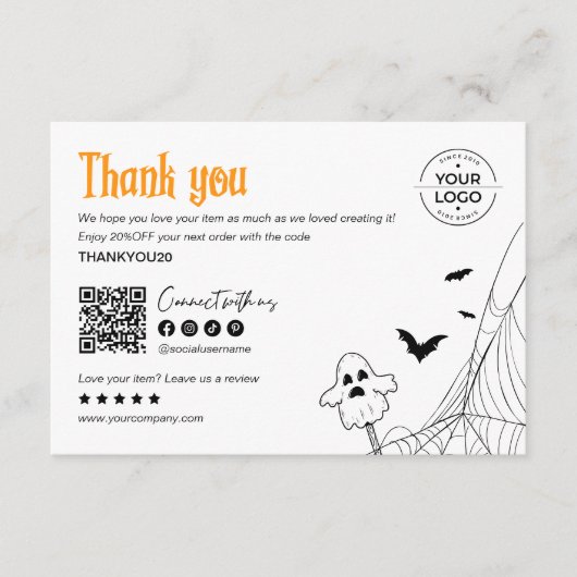 Spooky & Chic Spiderweb Halloween Bedankt (Voorkant)