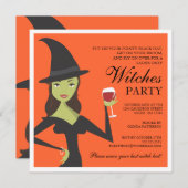 Spooky Chic Witch Party Halloween Invitation Kaart (Voorkant / Achterkant)